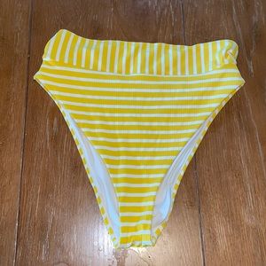 Aerie High cut/waisted yellow/white bikini bottom